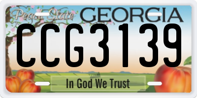GA license plate CCG3139
