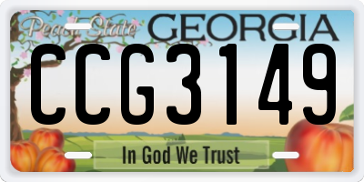 GA license plate CCG3149