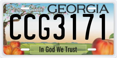 GA license plate CCG3171