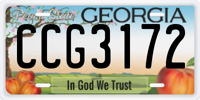 GA license plate CCG3172