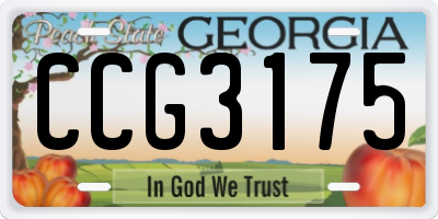 GA license plate CCG3175