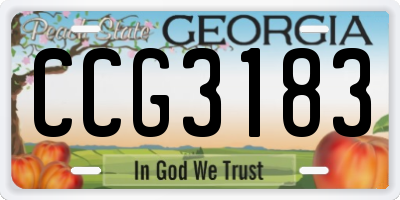 GA license plate CCG3183