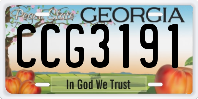 GA license plate CCG3191