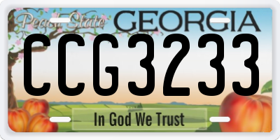 GA license plate CCG3233