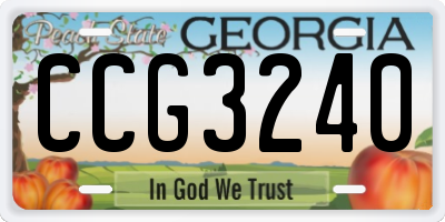 GA license plate CCG3240