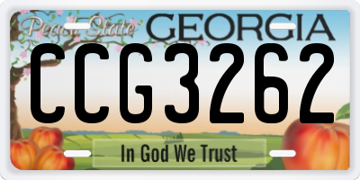 GA license plate CCG3262