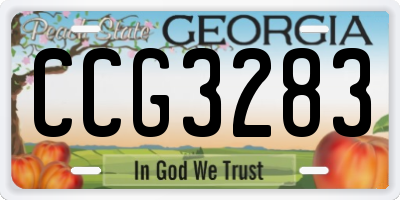 GA license plate CCG3283