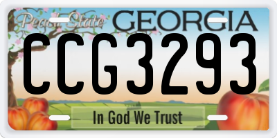 GA license plate CCG3293