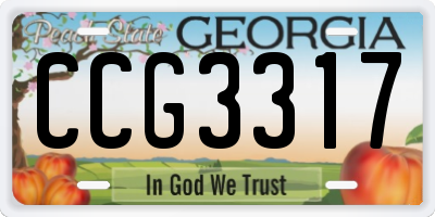 GA license plate CCG3317