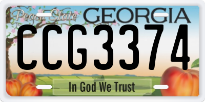 GA license plate CCG3374