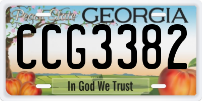 GA license plate CCG3382