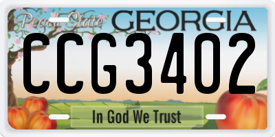 GA license plate CCG3402