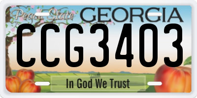 GA license plate CCG3403