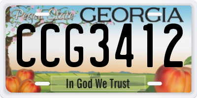 GA license plate CCG3412