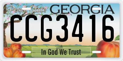 GA license plate CCG3416