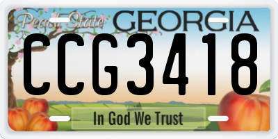 GA license plate CCG3418