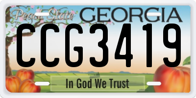 GA license plate CCG3419