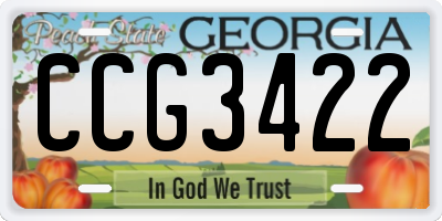 GA license plate CCG3422