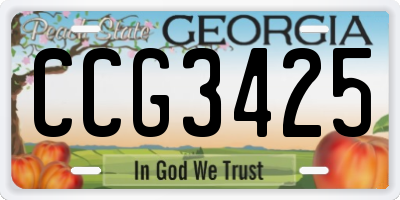 GA license plate CCG3425
