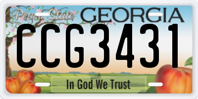 GA license plate CCG3431
