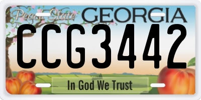 GA license plate CCG3442
