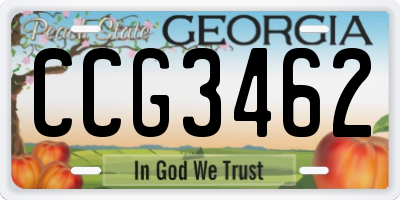 GA license plate CCG3462