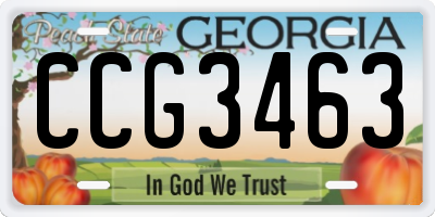 GA license plate CCG3463