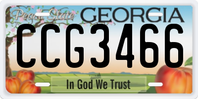 GA license plate CCG3466