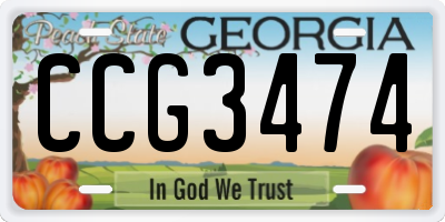 GA license plate CCG3474