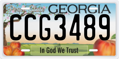GA license plate CCG3489