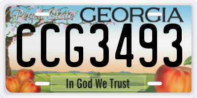 GA license plate CCG3493