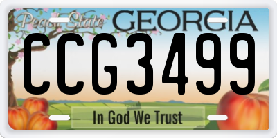 GA license plate CCG3499