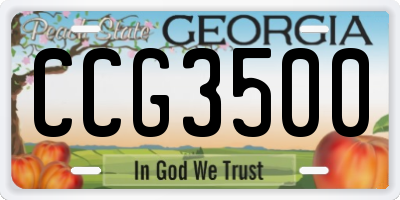 GA license plate CCG3500