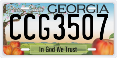 GA license plate CCG3507