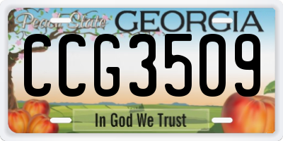 GA license plate CCG3509