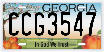 GA license plate CCG3547