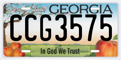 GA license plate CCG3575