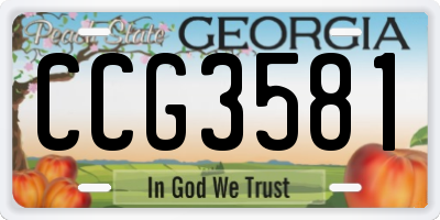 GA license plate CCG3581