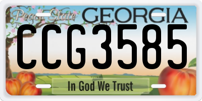 GA license plate CCG3585