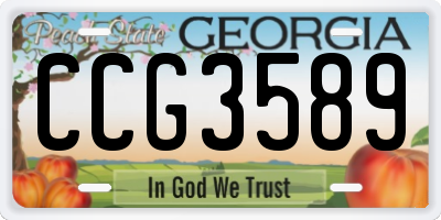 GA license plate CCG3589