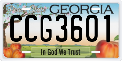 GA license plate CCG3601