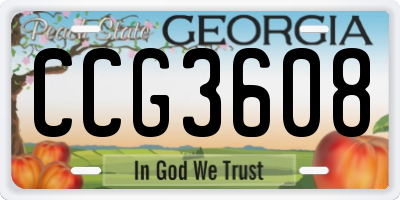 GA license plate CCG3608