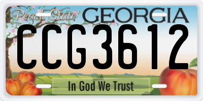 GA license plate CCG3612