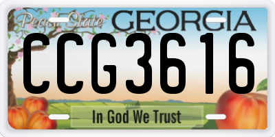 GA license plate CCG3616