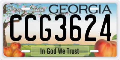 GA license plate CCG3624