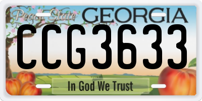 GA license plate CCG3633