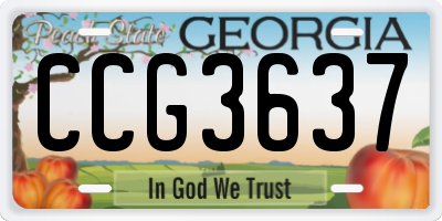 GA license plate CCG3637