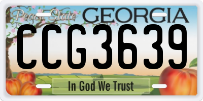 GA license plate CCG3639