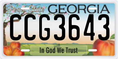 GA license plate CCG3643