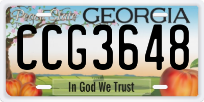GA license plate CCG3648